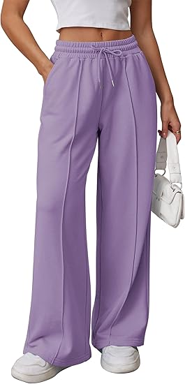 Womens Wide Leg Sweatpants High Waisted Baggy Pants 8